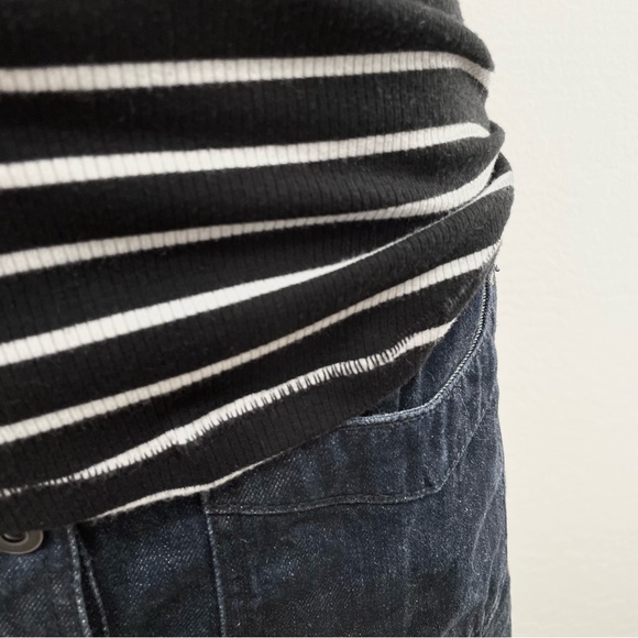 Free People Black and White Off-Shoulder Striped Blouse- L - Picture 9 of 13